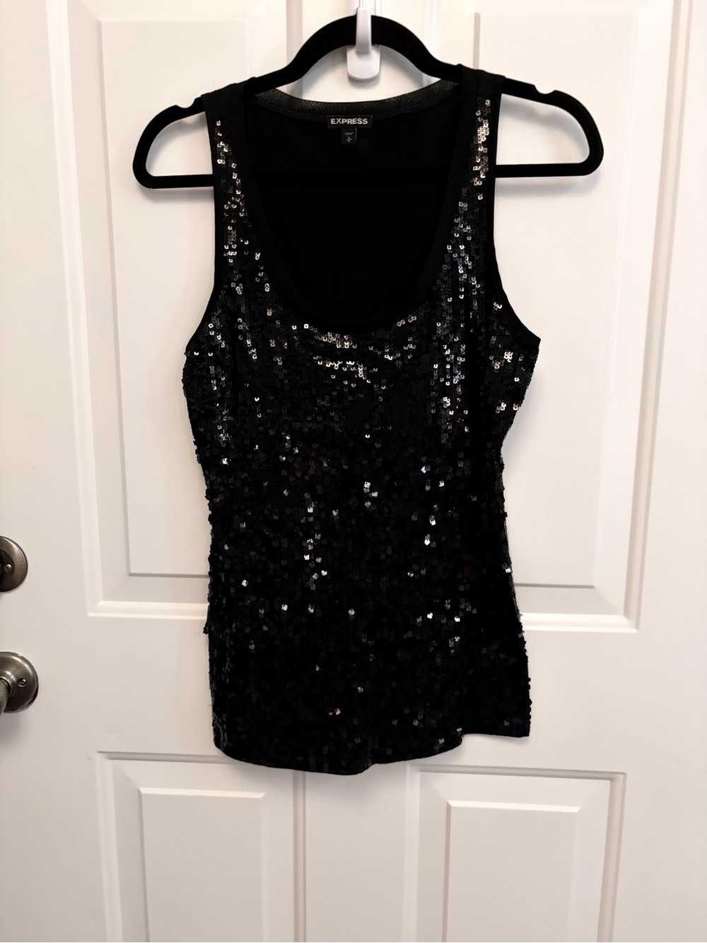 Express Black Sequin Scoop Neck Tank